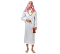 Freebily Costume Arabe pour Hommes Robe Longue Tunique Islamique avec Foulard Tenue de Fête Déguisée Costume de Sultan Plaid L