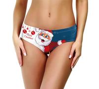 Freebily Culottes Femmes Sexy String Tanga Renne Noël Père Bonhomme de Neige imprimé Slips sous-vêtements Caleçon Lingerie Taille Basse Type Noel B S-M