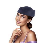 Freebily Dames Femmes Chapeau D'hôtesse De L'air Élégante Fascinator Mariage Soirée Cocktail Coiffure Base Laine Noir Taille unique