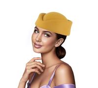 Freebily Dames Femmes Chapeau D'hôtesse De L'air Élégante Fascinator Mariage Soirée Cocktail Coiffure Base Laine Or Taille unique