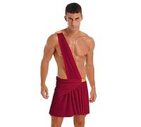 Freebily Déguisement Halloween Homme Costume Chevalier Guerrier Harnais Grec Ancien Rome Égypte Antique Une Epaule Maillots de Corps Lingerie Cosplay Party Rouge B L