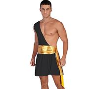Freebily Déguisement Halloween Homme Costume Chevalier Guerrier Harnais Grec Ancien Rome Égypte Antique Une Epaule Maillots de Corps Lingerie Cosplay Party Soldat Noir XXL