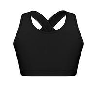 Freebily Enfant Fille Soutien-Gorge de Sport - Brassieres sans Armatures Coton - Fille Débardeur Gilet de Gymnastique Danse Fitness Sportswear 4-16 Ans Noir A 4 Ans