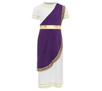 Freebily Enfant Garçon César Toge Grecque Romain Antique Deguisement Dieu Grèce Empereur Rome Grec Costume Mythologie Halloween Noël Fête Violet 13-14 ans