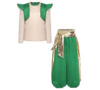 Freebily Enfant Garçon Déguisement Prince Royal Médiéval Conte De Fée Cosplay Costume De Scène Halloween Carnaval Charmant Tenue Prince Vert 15-16 ans
