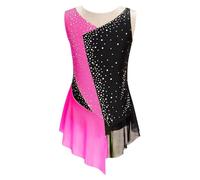 Freebily Enfant Justaucorps Gymnastique Danse Latin Fille Robe Danse Moderne Contemporaine Strass Body Danse Lyrique Performance Dancewear Rose vif 5-6 ans