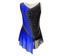 Freebily Enfant Justaucorps Gymnastique Danse Latin Fille Robe Danse Moderne Contemporaine Strass Body Danse Lyrique Performance Dancewear Bleu royal 11-12 ans
