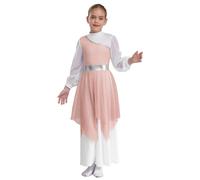 Freebily Enfant Longue Robe Danse Liturgique Louange Fille Robe Danse Contemporaine Tenue Danse Lyrique Latin Jazz Compétition