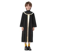 Freebily Enfant Robe Musulmane Islamique Robe Brodé Moyen-orient À Manches Longue Fille Garçon Vêtement Ethnique Ample Tunique Chorale Costume Traditionnel ZA Noir 5-6 ans