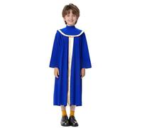 Freebily Enfant Robe Musulmane Islamique Robe Brodé Moyen-orient À Manches Longue Fille Garçon Vêtement Ethnique Ample Tunique Chorale Costume Traditionnel ZA Bleu royal 5-6 ans