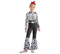 Freebily Enfants Costume De Danse Disco Combinaison De Cowgirl Cowboy Filles Costume De Héroïne De Film Fêtes Halloween Noir 9-10 ans