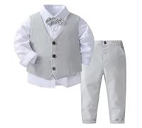Freebily Ensemble Bapteme Mariage Ceremonie Bebe Garcon Vetements Gentleman Noeud Papillon Y-Gris 4-5 Ans