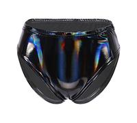 Freebily Femme Brillante Culotte Métallique Triangle Shorts Boxers Panty Slips Briefs Panties Bottoms Raves Clubwear Dancing S-XXL Noir A XL