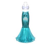 Freebily Femme Déguisement Sirène Princesse Bra Top Avec Jupe Queue de Sirène Cosplay Costume Halloween Carnaval à Thème Type D M