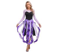 Freebily Femme Flamenco Robe De Concours De Danse Latin Valse Tango Samba Salsa Ballroom Robe De Danse De Salon Salle De Bal Manches Longues Violet M