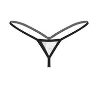 Freebily Femme Micro String Tanga Ficelle T-Back G-String Dentelle Culotte Taille Basse Broderie Lingerie Coquine sous-Vêtement Thongs Briefs Blanc Taille Unique