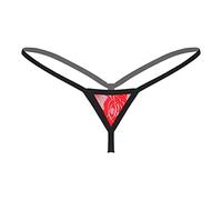 Freebily Femme Micro String Tanga Ficelle T-Back G-String Dentelle Culotte Taille Basse Broderie Lingerie Coquine sous-Vêtement Thongs Briefs Rouge Taille Unique