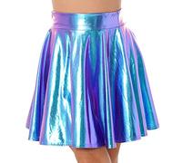 Freebily Femme Mini Jupe Courte Cuir Faux Extensible Jupe Jupette Crayon Nuit Clubwear Bar Performance Jupe Métallisée Patineuse Carnaval Clubbing Bleu Coloré S