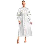 Freebily Femme Robe Eglise Prière Choeur Clergé Tenue Robe De Liturgique Cosplay Costume Halloween Carnaval Blanc 4XL