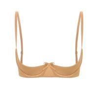 Freebily Femme Soutien Gorge Ouvert Sein Nu Brassière Bra Bague en Acier Push Up Dentelle Perspective Lingerie Plaisir Bra Bustier Top Tank S-5XL Satin Champagne XL