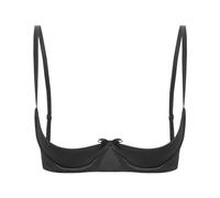 Freebily Femme Soutien Gorge Ouvert Sein Nu Brassière Bra Bague en Acier Push Up Dentelle Perspective Lingerie Plaisir Bra Bustier Top Tank S-5XL Satin Noir M