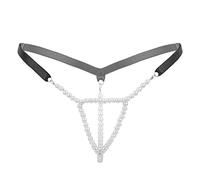 Freebily Femme String Tanga Ficelle Perles Femme Tanga Culottes Slip de Bain Bikini Thong Triangle Bas de Plage Bottom Noir B Taille Unique