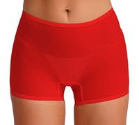 Freebily Femme Strings Tanga en Soie Glacée Transparent Shorty Boxer Respirant Culotte Ouverte Short Lingerie de Nuit 4808 Rouge Taille Unique