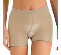 Freebily Femme Strings Tanga en Soie Glacée Transparent Shorty Boxer Respirant Culotte Ouverte Short Lingerie de Nuit Z Lace Ecru Taille Unique