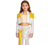 Freebily Fille Enfant Costume De Scène K-Pop Chasseurs De Démons Halloween Spectacle Cosplay Demon Dress Up Stage Costume Blanc Or 11-12 ans