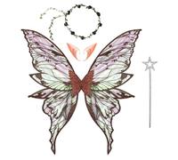 Freebily Fille Femme Ailes De Fée Papillon Pour Enfant Adulte Costume D'halloween Fête Bal Rêve Party Scène Spectacles De Théâtre Photographique Marron Taille unique