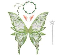 Freebily Fille Femme Ailes De Fée Papillon Pour Enfant Adulte Costume D'halloween Fête Bal Rêve Party Scène Spectacles De Théâtre Photographique Vert Taille unique