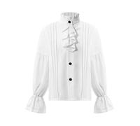 Freebily Fille Garcon Steampunk Chemise Pirate Vampire Poète Chemisier Shirt Enfant Renaissance Médiéval Victorien Gothique Lotus Blouse Tee Tops Carnaval R-Blanc 8 Ans