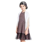 Freebily Fille Tenue Cosplay Pour Filles Tenue Pour Le Ème Jour D'École Ensemble Déguisement Grand Mère En Pièces Robe Grand Mère Costumes Rose Vif 7-8 ans