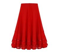 Freebily Filles Longue Jupe Maxi Ballet Danse Flamande Taille Élastiquée Mousseline de Soie Enfants Jupe Soirée Cérémonie Taille Haute Solid Rouge 10 Ans
