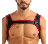 Freebily Fitness Vêtement de Sport Homme Harnais de Poitrine Protéger Épaulières Supports Braces Protective Homme Maillot de Corps de Sport S-XXL Rouge 2 L