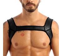 Freebily Fitness Vêtement de Sport Homme Harnais de Poitrine Protéger Épaulières Supports Braces Protective Homme Maillot de Corps de Sport S-XXL Noir 2 L