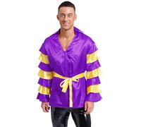 Freebily Homme Danseur Costume De Flamenco Rumba Espagnol Spectacle Veste Manteau Fermeture Éclair Halloween Carnaval Top Violet S