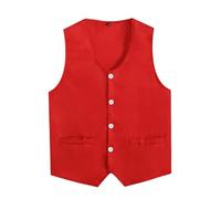 Freebily Homme Gilet Costume Mariage Soirée Boutonné Unisexe Adulte Veste Pour Commis De Supermarché Bénévoles Services De Nettoyage Rouge L