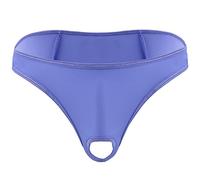Freebily Homme Sexy String sous-vêtement Slip Trou Penis Hole Jockstrap Transparent Triangle T-Back Caleçon Micro Thong Lingerie de Nuit Soirée M-3XL Violet L