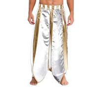 Freebily Hommes Costume De Pharaon Égyptien Pantalons Uniforme De Prince Arabe Roi D'Égypte Collants Homme Adulte Costume Fancy Égyptien Costume Romain Blanc 3XL
