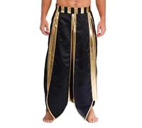 Freebily Hommes Costume De Pharaon Égyptien Pantalons Uniforme De Prince Arabe Roi D'Égypte Collants Homme Adulte Costume Fancy Égyptien Costume Romain Noir XXL