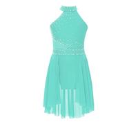 Freebily Justaucorps De Gymnastique Danse Fille Body Ballet Gym Spectacle Tenue Patinage Artistique Enfant Combinaison Danse Lyrique Sans Manches Turquoise 7-8 ans
