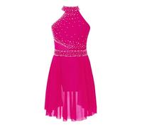 Freebily Justaucorps De Gymnastique Danse Fille Body Ballet Gym Spectacle Tenue Patinage Artistique Enfant Combinaison Danse Lyrique Sans Manches Rose vif 11-12 ans