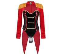 Freebily Justaucorps Gym Danse Femme Body String Cirque Meneur Cosplay Costume Cirque Femme Déguisement Halloween Carnaval Stage Spectacles Rouge&Bijou XXL