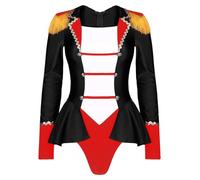 Freebily Justaucorps Gym Danse Femme Body String Cirque Meneur Cosplay Costume Cirque Femme Déguisement Halloween Carnaval Stage Spectacles R-Noir L