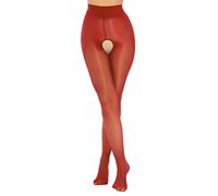 Freebily Leggings Ajouré Femme Collant Ouvert Entrejambe Fesses Pantalon Moulant Sexy Creux Lingerie Coquine Bodystoking Nuit Pants Taille Haute 0366 Rouge Taille unique