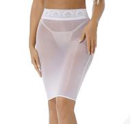 Freebily Mini Jupe Moulante Femme Jupe Serré Transparente Micro Jupes Crayon Jupon pour Robe de Soirée Bal Taille Haute Extensibles Respirant Lingerie Blanc Taille Unique