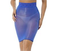 Freebily Mini Jupe Moulante Femme Jupe Serré Transparente Micro Jupes Crayon Jupon pour Robe de Soirée Bal Taille Haute Extensibles Respirant Lingerie Bleu Taille Unique