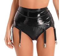 Freebily Porte-Jarretelles Femme Mini Jupe Jarretière Simili Cuir Verni Bas Jupe Crayon Soirée Bal Disco Club Micro Jupe Hanche Taille Haute S-4XL ZA Noir XL