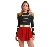 Freebily Robe Cirque Danseuse Femme Queue De Pie Déguisement Ringmaster Circus Cosplay Costume Halloween Mascarade Adulte Performance Circus Noir L